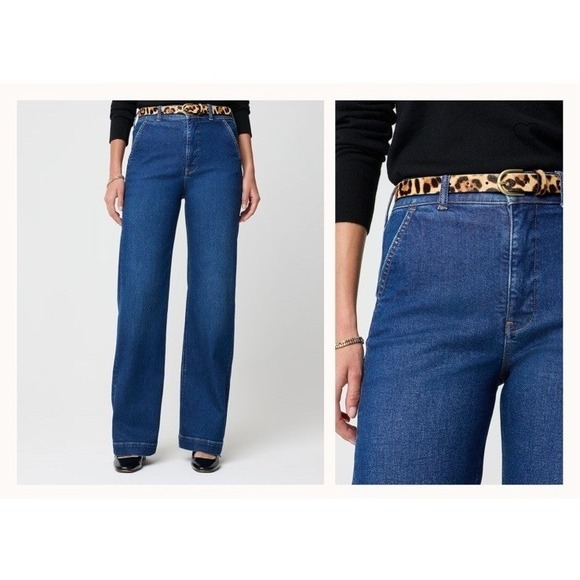 J Crew Factory Denim - J Crew Factory NWT High Rise Trouser Jean Wide Leg Stretch Size 34